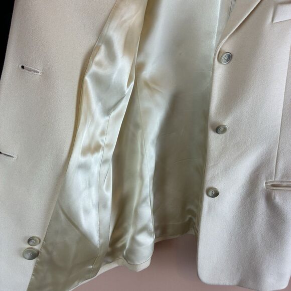 Vintage LL Bean Women’s Cream Wool Cashmere Blend Lined Coat Size 10R - Picture 4 of 6